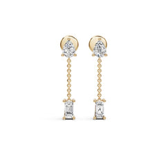 Sterling Silver Moissanite Drop Earrings Pear PE 4x3mm BG 4x2mm