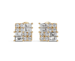 Sterling Silver Moissanite Stud Earrings Baguette BG 4x2mm