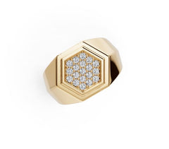 Men's 10K Gold Moissanite Ring Round RD Cluster 2x2mm
