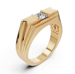 Men's 10K Gold CVD Diamond Ring Princess SQ 4.5X4.5mm