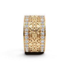 Men's 10K Gold CVD Diamond Ring Round RD 2x2mm Victorian Baroque
