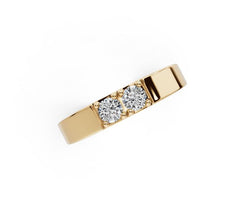 Men's 14K Gold Moissanite Ring Round RD 4x4mm Two Stone Ring Toi et Moi