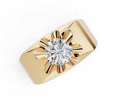 Men's Platinum Moissanite Ring Round RD 8x8mm Ring Solid