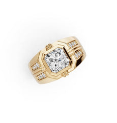 Men's Platinum Moissanite Ring Square Emearld OCT 8x8mm