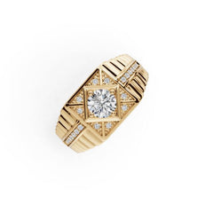 Men's Platinum CVD Diamond Ring Round RD 6x6mm