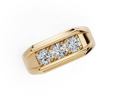 Men's 14K Gold Moissanite Ring Round RD 4x4mm