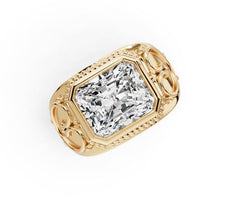 Men's Rings Platinum Moissanite Ring Mounting Emerald OCT 12x10mm
