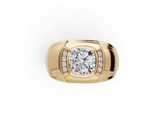 Men's Platinum CVD Diamond Ring Cushion CU 8X8mm