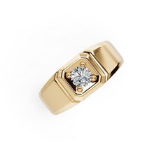 Men's Platinum Moissanite Ring Round RD 4x4mm Top 2344