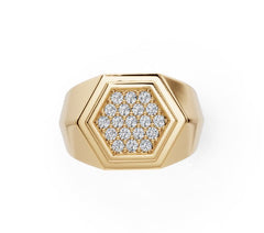 Men's 14K Gold CVD Diamond Ring Round RD Cluster 2x2mm
