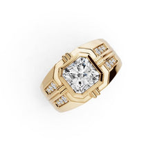 Men's 10K Gold CVD Diamond Ring Square Emearld OCT 8x8mm