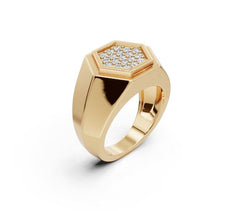 Men's 14K Gold CVD Diamond Ring Round RD Cluster 2x2mm