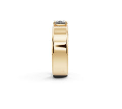 Men's Platinum Moissanite Ring Emerald OCT 6X6mm