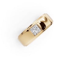 18K Gold Moissanite Ring Princess SQ 4.5X4.5mm Men's Ring