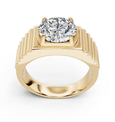 Men's 10K Gold CVD Diamond Ring Round RD 10X10mm Solid 925 Silver