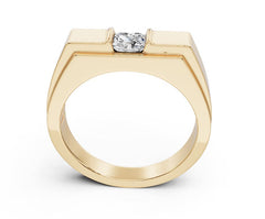 Men's 10K Gold CVD Diamond Ring Princess SQ 4.5X4.5mm