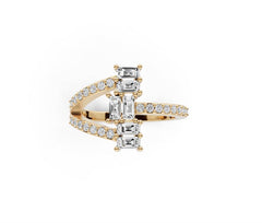 Sterling Silver Moissanite Bypass Ring Baguette BG 4x2mm