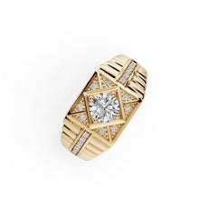 Men's Platinum Moissanite Ring Round RD 6x6mm