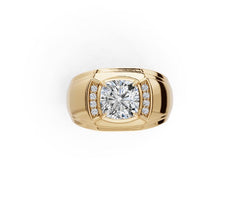 Men's 14K Gold Moissanite Ring Cushion CU 8X8mm