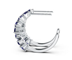 Sterling Silver Royal Blue Sapphire J Hoop Earrings BG 4x2mm
