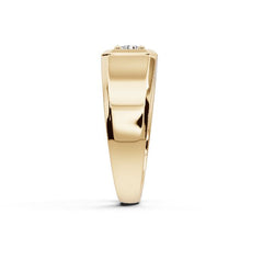 Men's 18K Gold Moissanite Ring Round RD 4x4mm Top 2344