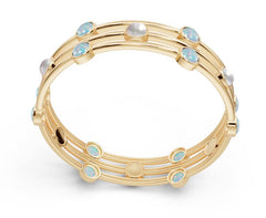 3 Pc Set Sterling Silver Moissanite Bracelet Round RD 6x6mm Cabochon Bangle Bezel Set 7"