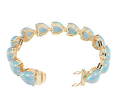 Sterling Silver Opal Bracelet Heart HT 12X12mm Cabochon