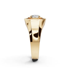 Platinum Round RD 6x6mm Men's Ring Halo Moissanite