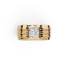 Men's 14K Gold Moissanite Ring Princess SQ 6.5X6.5mm