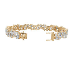 Sterling Silver Moissanite Bracelet PE 7X5mm PE 6X4mm RD 3.0mm