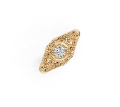 Sterling Silver Moissanite Ring Round RD 4x4mm Art Deco Style