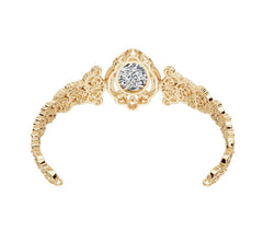 Sterling Silver Moissanite Bracelet Oval OV 18X13mm Cabochon Filigree Art Nouveau Style