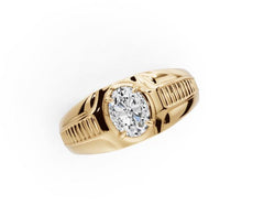 Men's 10K Gold CVD Diamond Ring Oval OV 8X6mm