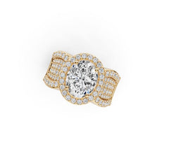 Sterling Silver Moissanite Halo Ring Oval OV 10X8mm
