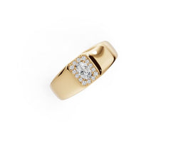 Men's 18K Gold Moissanite Ring Oval OV 6X4mm Halo