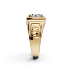 Men's 14K Gold CVD Diamond Ring Oval OV 10x8mm w/ Accent