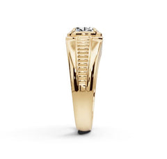 Men's 18K Gold CVD Diamond Ring Oval OV 8X6mm