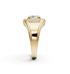 Men's Platinum CVD Diamond Ring Oval OV 8x6mm Halo