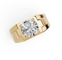 Men's Platinum Moissanite Ring Round RD 9X9mm Prongs Set