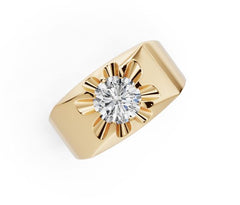 Men's 14K Gold Moissanite Ring Round RD 7x7mm Ring Solid
