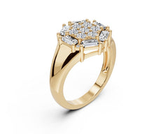 Sterling Silver Moissanite Ring Cluster Round RD 2x2mm