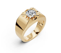 Men's 10K Gold Moissanite Ring Round RD 7x7mm Ring Solid