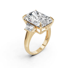 Sterling Silver Moissanite Engagement Ring Emerald OCT 16X12mm
