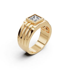 Men's 10K Gold Moissanite Ring Princess SQ 6.5X6.5mm