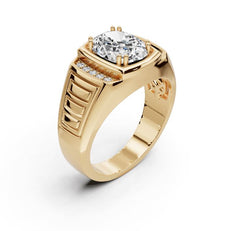 Men's Platinum Moissanite Ring Oval OV 10x8mm with Accent