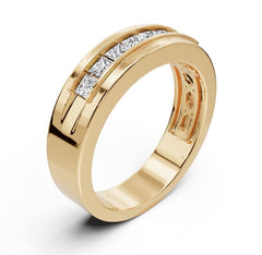 18K Gold Moissanite Ring Princess SQ 2.5mm Men's Ring