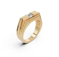 Men's 18K Gold Moissanite Ring Princess SQ 4.5X4.5mm