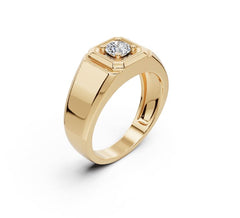 Men's Platinum Moissanite Ring Round RD 4x4mm Top 2344