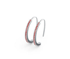 Sterling Silver Thin Hoop Earrings with White Topaz or Moissanite - Syzjewelry