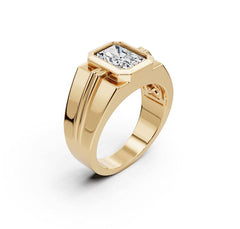 Men's 10K Gold Moissanite Ring Emerald OCT 9X7mm
